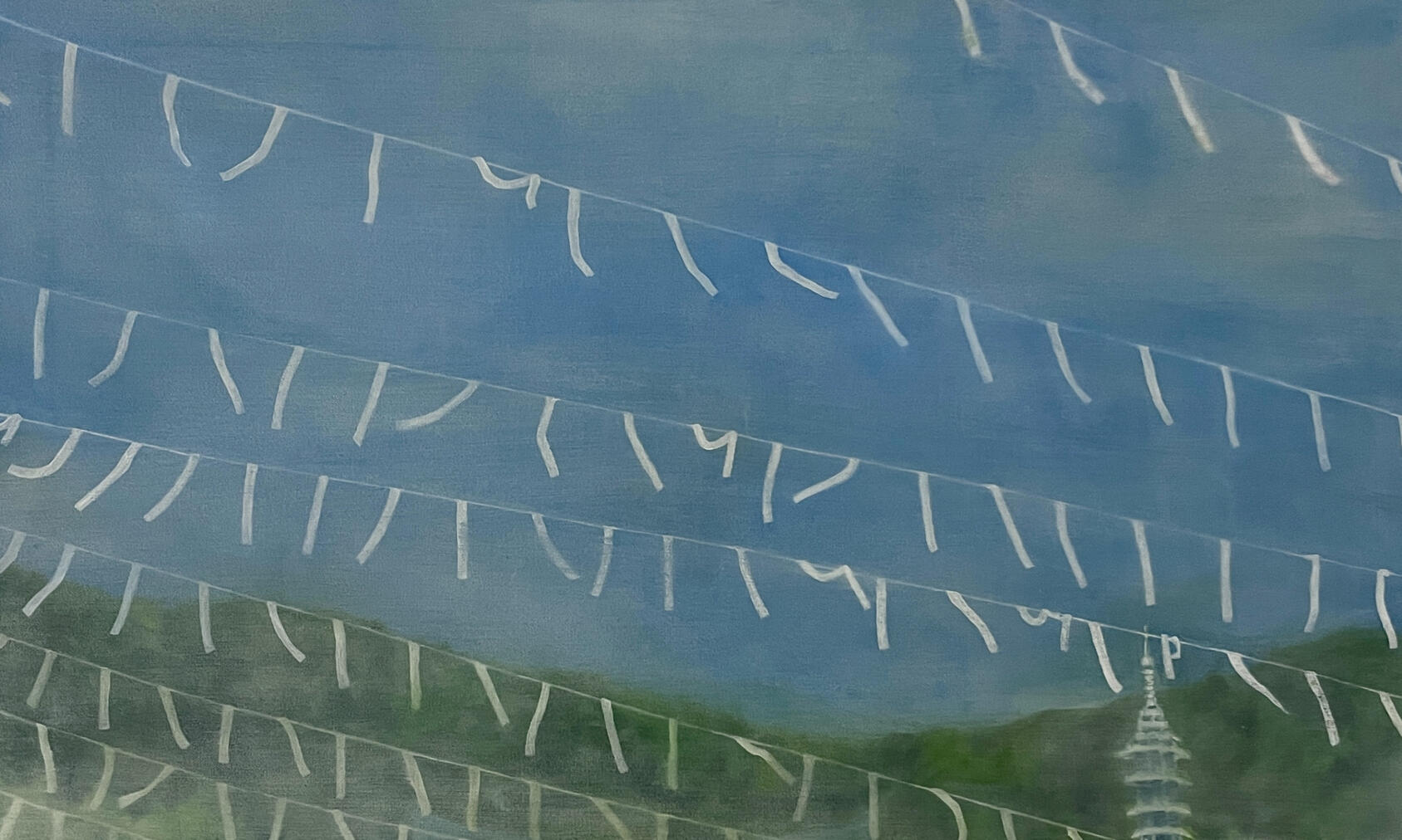 삼광사 (Samgwangsa Temple), 2024, Oil on canvas, 22” x 36”