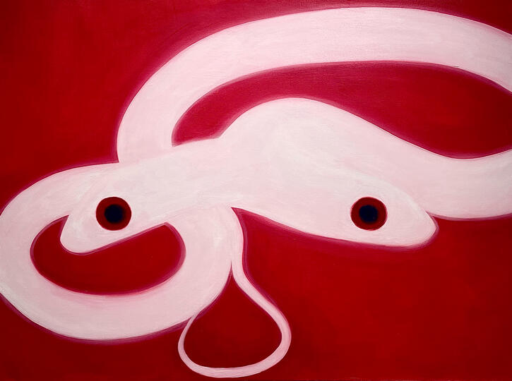 Twin-headed Snake, 2022, Oil on canvas, 30&quot; x 40&quot;