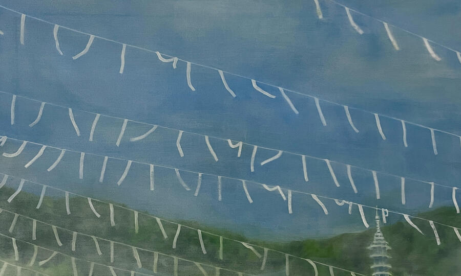 삼광사 (Samgwangsa Temple), 2024, Oil on canvas, 22” x 36”