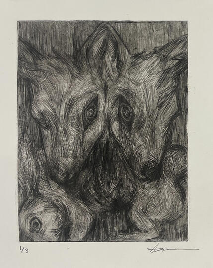 Twins, 2023, Drypoint, 8&quot; x 6.5&quot;